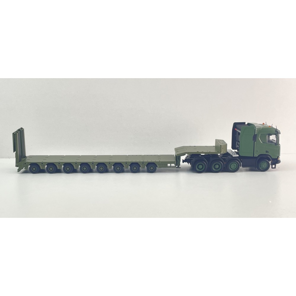 MASDI - Army Scania R650 8x4 Prime Mover with 8 axle Semi Low Loader Trailer Panther - Scale 1:64