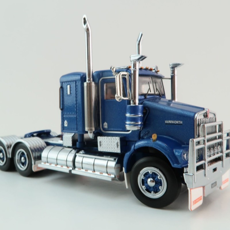 Iconic Replicas - Kenworth W900 6x4 SAR Lowline Bunk Truck Blue Metallic Spider Wheels - Scale 1:50
