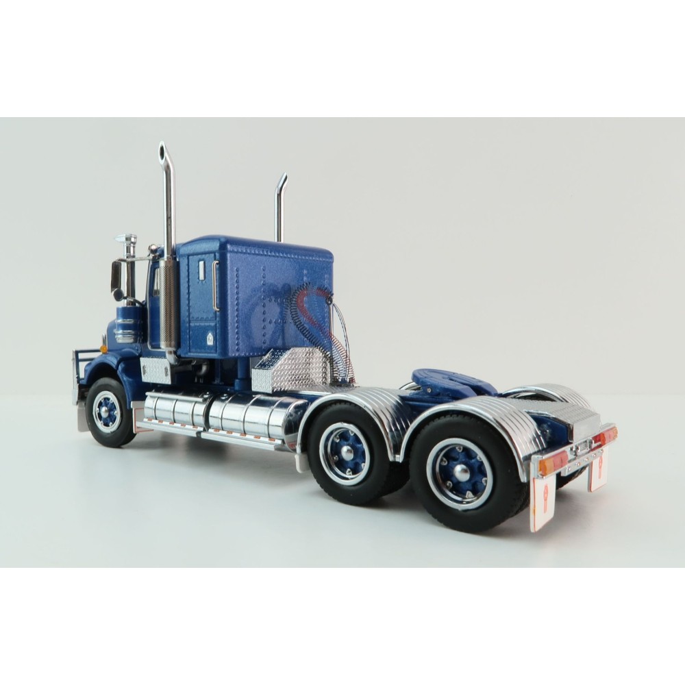 Iconic Replicas - Kenworth W900 6x4 SAR Lowline Bunk Truck Blue Metallic Spider Wheels - Scale 1:50