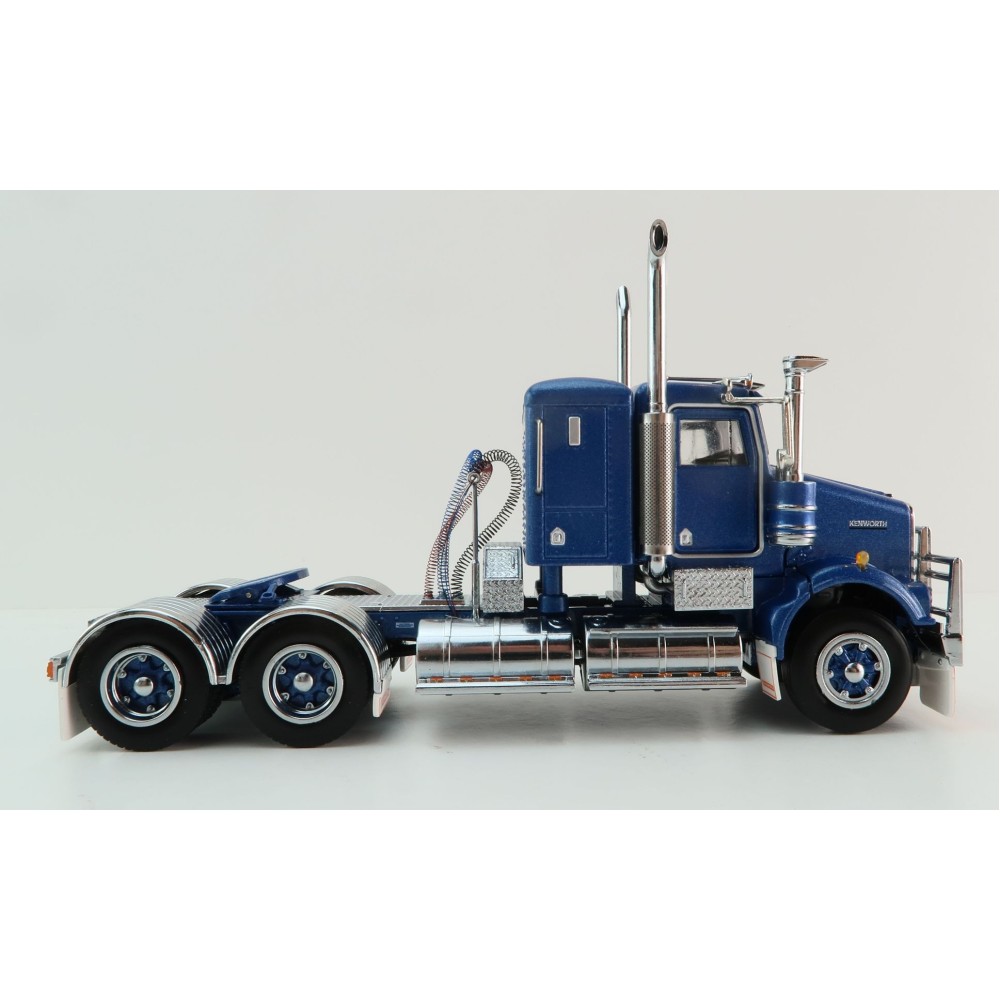 Iconic Replicas - Kenworth W900 6x4 SAR Lowline Bunk Truck Blue Metallic Spider Wheels - Scale 1:50