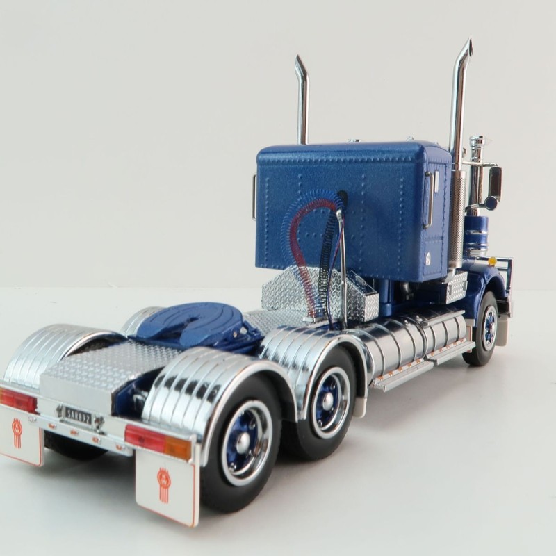 Iconic Replicas - Kenworth W900 6x4 SAR Lowline Bunk Truck Blue Metallic Spider Wheels - Scale 1:50
