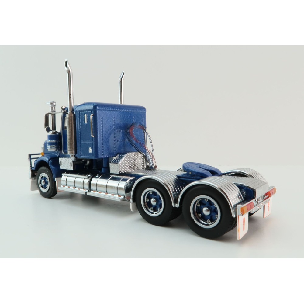 Iconic Replicas - Kenworth W900 6x4 SAR Lowline Bunk Truck Blue Metallic Spider Wheels - Scale 1:50