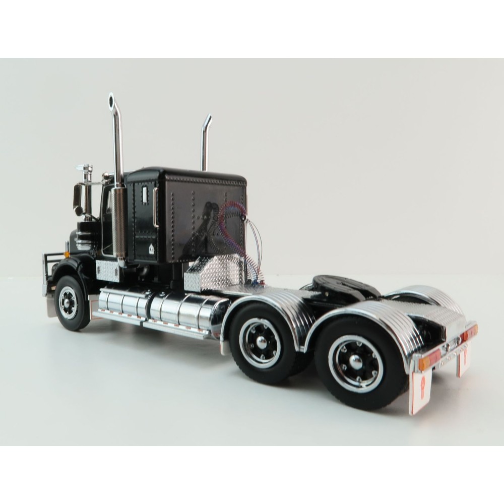 Iconic Replicas - Kenworth W900 SAR 6x4 Lowline Bunk Truck Black Spider - Scale 1:50