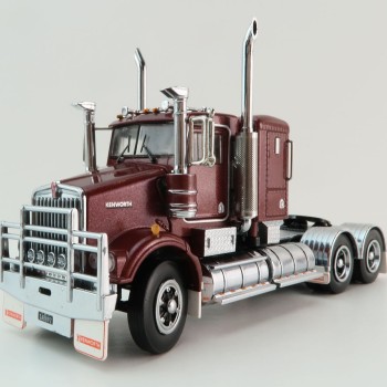 Iconic Replicas - Kenworth W900 SAR 6x4 Lowline Bunk Truck Vintage Burgundy Spider - Scale 1:50