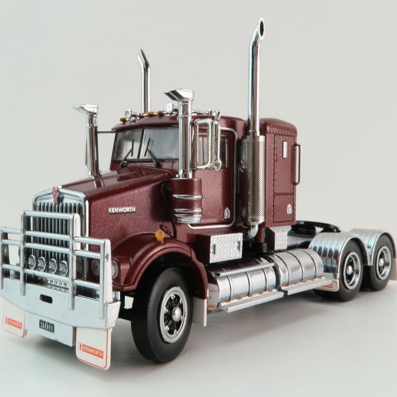 Iconic Replicas - Kenworth W900 SAR 6x4 Lowline Bunk Truck Vintage Burgundy Spider - Scale 1:50