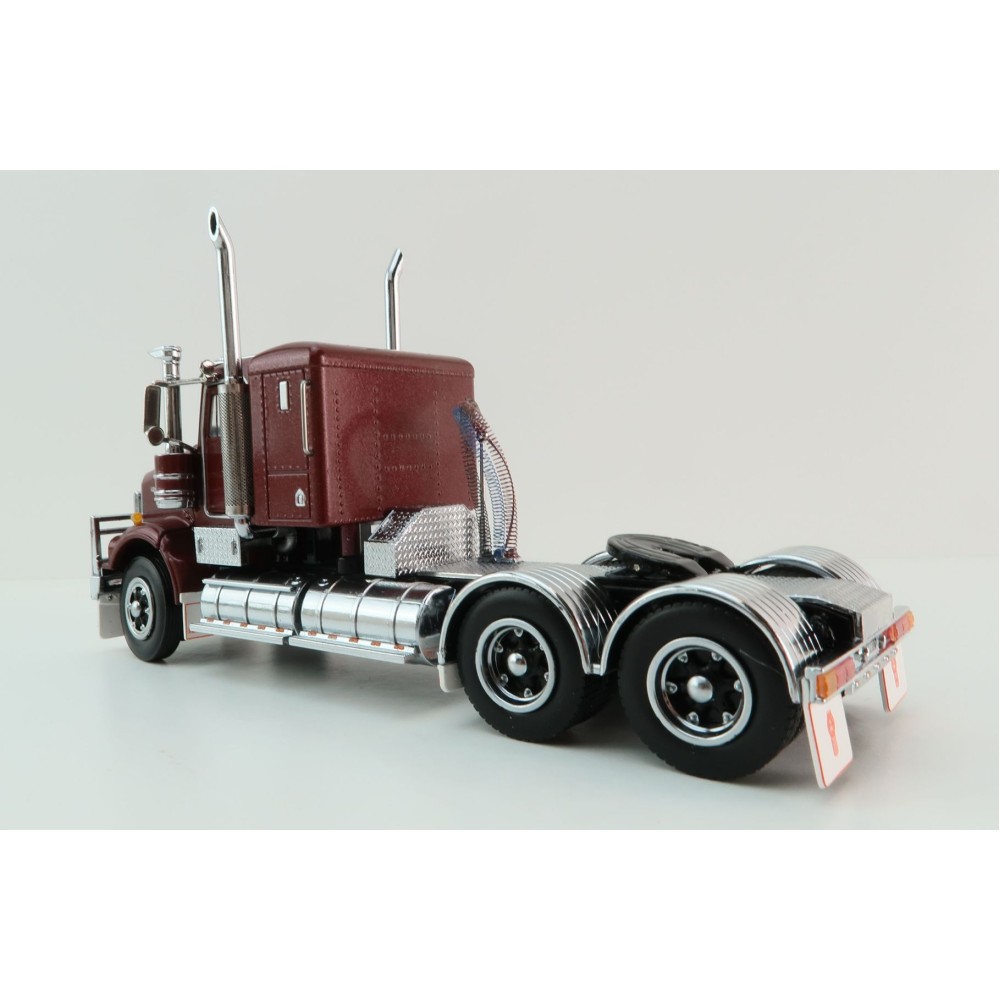 Iconic Replicas - Kenworth W900 SAR 6x4 Lowline Bunk Truck Vintage Burgundy Spider - Scale 1:50