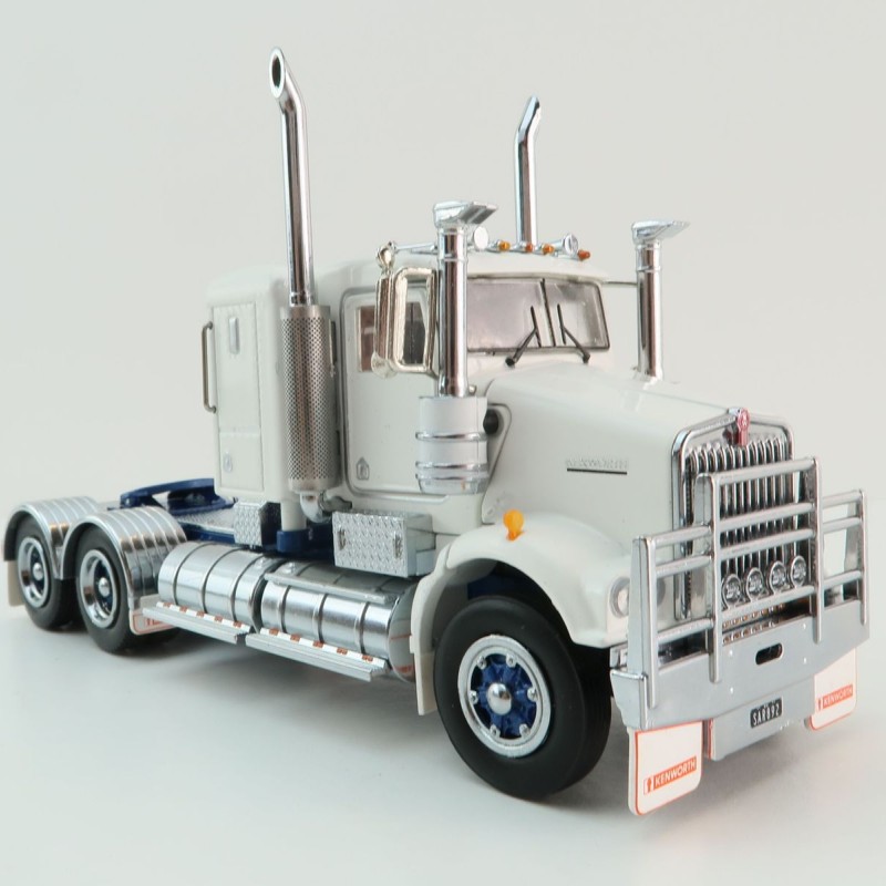 Iconic Replicas - Kenworth W900 SAR 6x4 Lowline Bunk Truck White Blue Spider - Scale 1:50