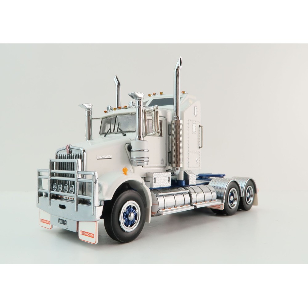 Iconic Replicas - Kenworth W900 SAR Aerodyne 6x4 Truck White Blue Spider Wheels - Scale 1:50