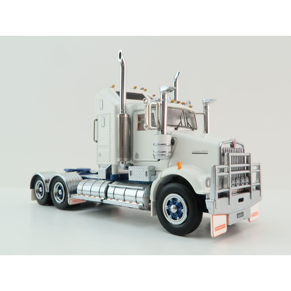 Iconic Replicas - Kenworth W900 SAR Aerodyne 6x4 Truck White Blue Spider Wheels - Scale 1:50