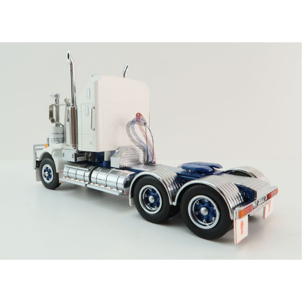 Iconic Replicas - Kenworth W900 SAR Aerodyne 6x4 Truck White Blue Spider Wheels - Scale 1:50