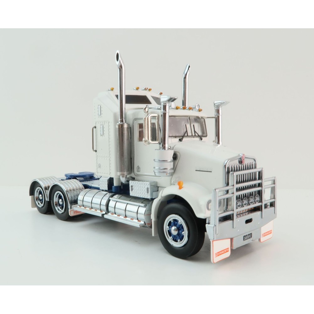 Iconic Replicas - Kenworth W900 SAR Aerodyne 6x4 Truck White Blue Spider Wheels - Scale 1:50
