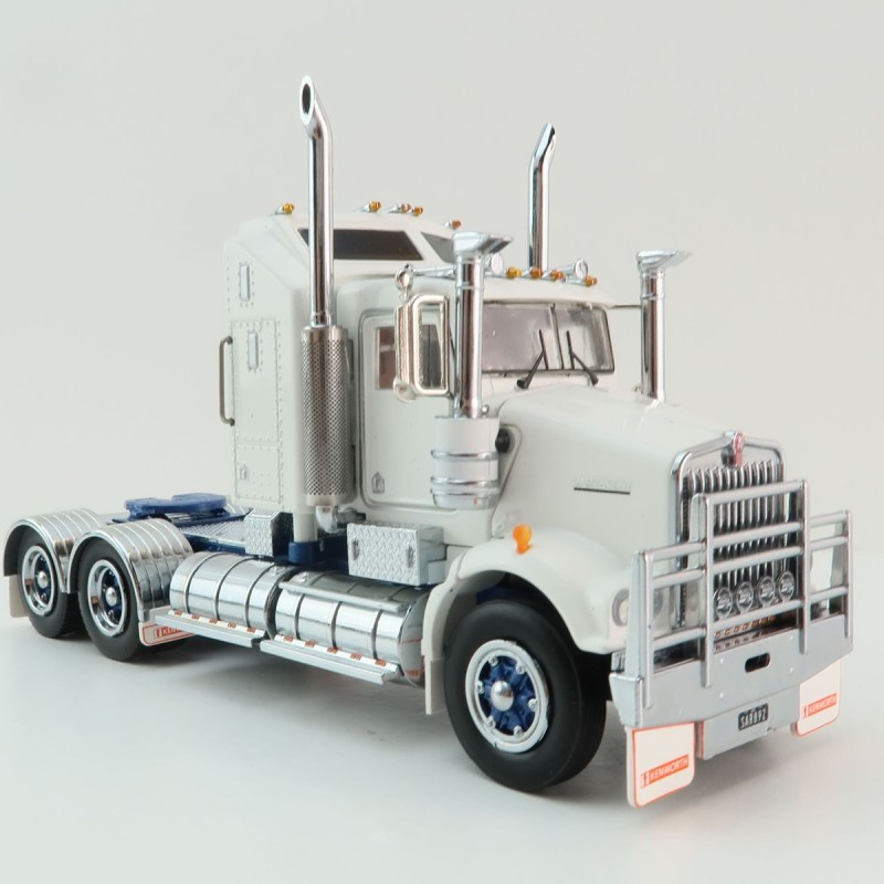 Iconic Replicas - Kenworth W900 SAR Aerodyne 6x4 Truck White Blue Spider Wheels - Scale 1:50