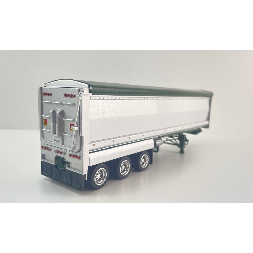 CNJ Collectables - Sloanbuilt Aluminium Triaxle TOA Tipper Trailer Bicentenial Green Cover - Scale 1:50