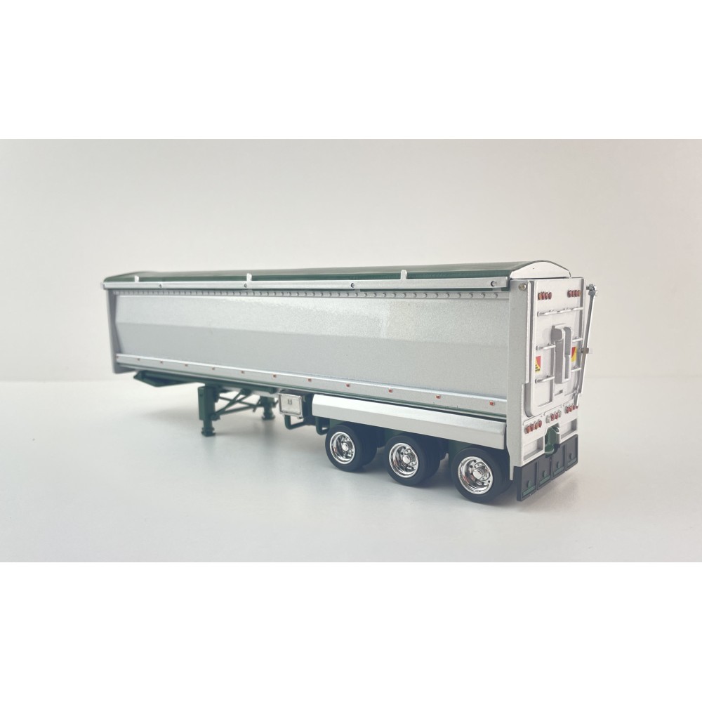 CNJ Collectables - Sloanbuilt Aluminium Triaxle TOA Tipper Trailer Bicentenial Green Cover - Scale 1:50