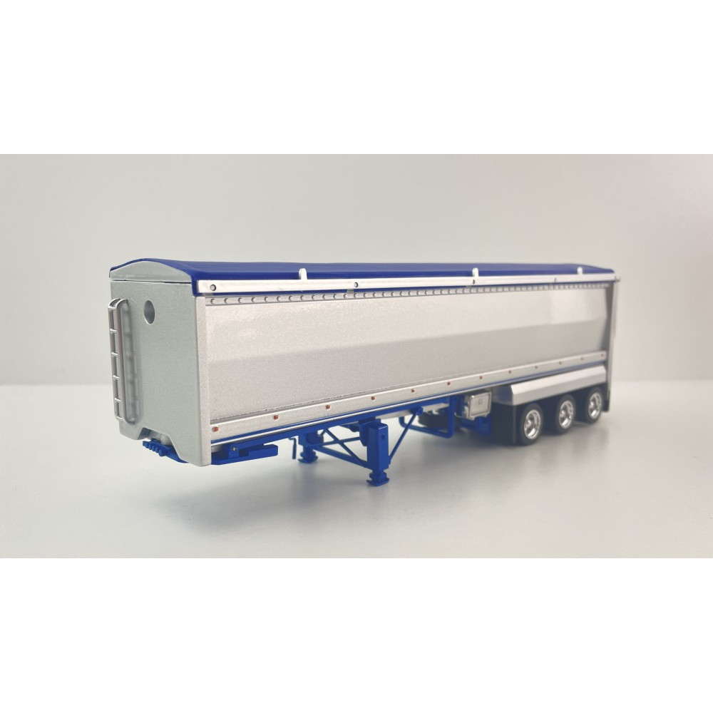 CNJ Collectables - Sloanbuilt Aluminium Triaxle TOA Tipper Trailer Kenworth Blue Cover - Scale 1:50