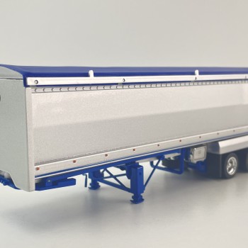 CNJ Collectables - Sloanbuilt Aluminium Triaxle TOA Tipper Trailer Kenworth Blue Cover - Scale 1:50