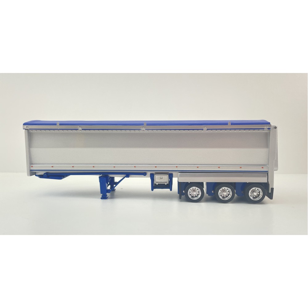 CNJ Collectables - Sloanbuilt Aluminium Triaxle TOA Tipper Trailer Kenworth Blue Cover - Scale 1:50