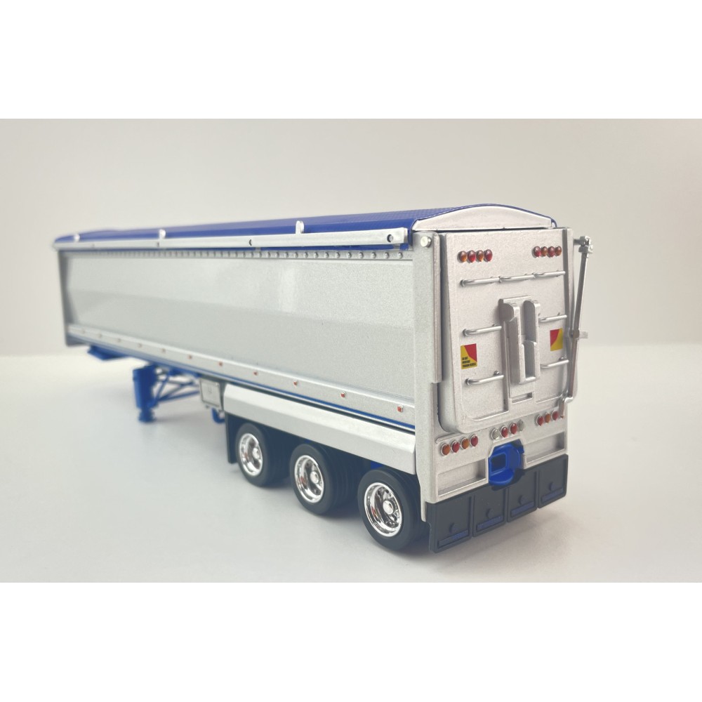 CNJ Collectables - Sloanbuilt Aluminium Triaxle TOA Tipper Trailer Kenworth Blue Cover - Scale 1:50
