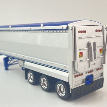 CNJ Collectables - Sloanbuilt Aluminium Triaxle TOA Tipper Trailer Kenworth Blue Cover - Scale 1:50