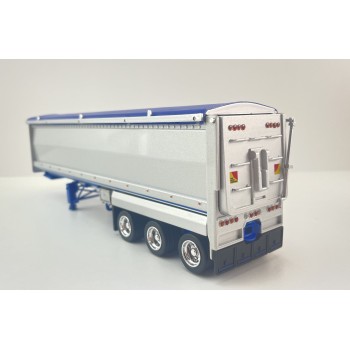 CNJ Collectables - Sloanbuilt Aluminium Triaxle TOA Tipper Trailer Kenworth Blue Cover - Scale 1:50