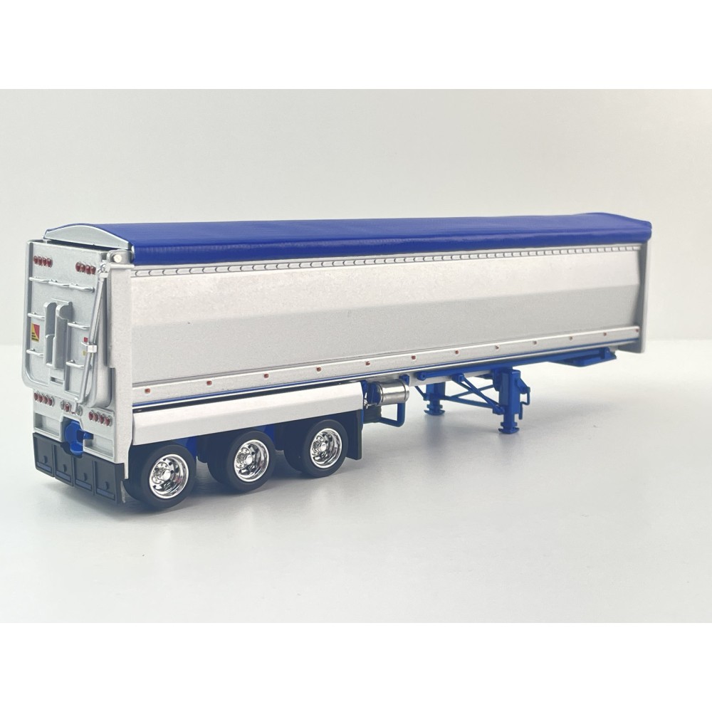 CNJ Collectables - Sloanbuilt Aluminium Triaxle TOA Tipper Trailer Kenworth Blue Cover - Scale 1:50