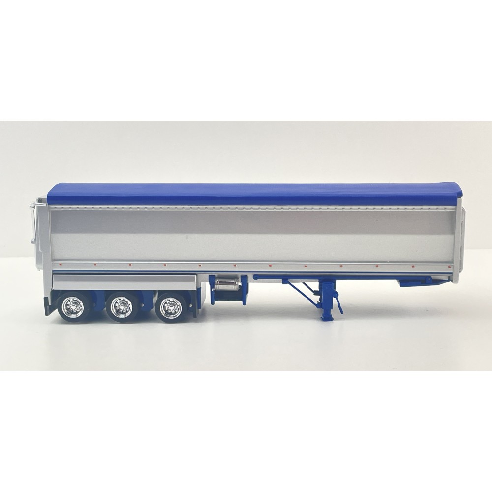 CNJ Collectables - Sloanbuilt Aluminium Triaxle TOA Tipper Trailer Kenworth Blue Cover - Scale 1:50