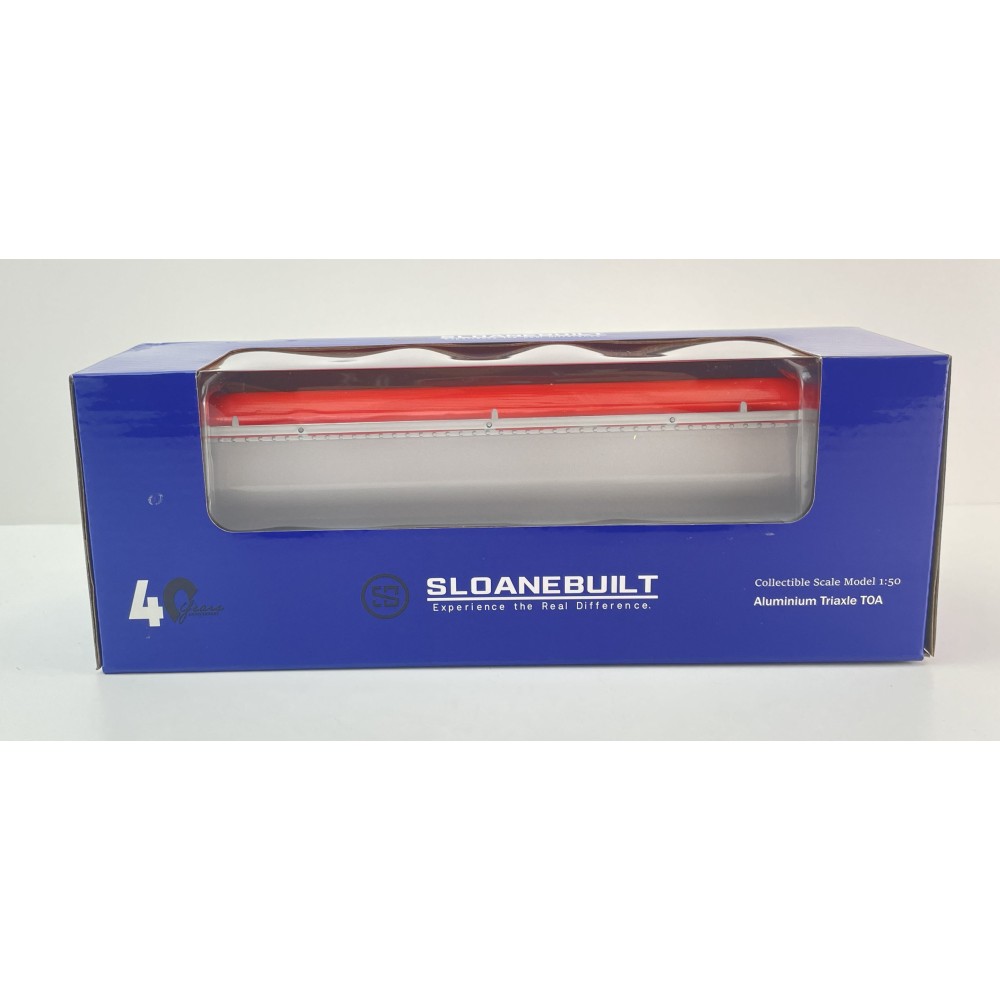 CNJ Collectibles - Sloanbuilt Aluminium Triaxle TOA Tipper Trailer Red Cover - Scale 1:50