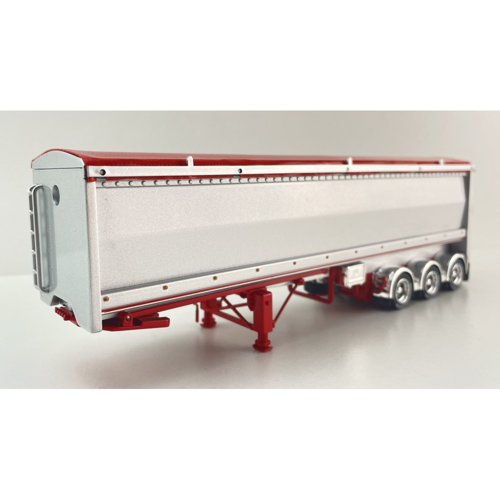 CNJ Collectibles - Sloanbuilt Aluminium Triaxle TOA Tipper Trailer Red Cover - Scale 1:50