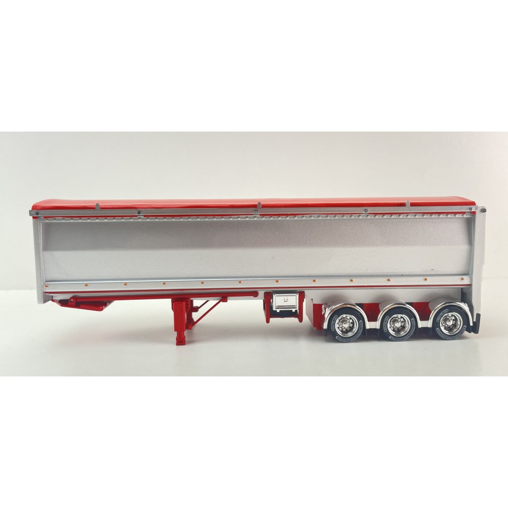 CNJ Collectibles - Sloanbuilt Aluminium Triaxle TOA Tipper Trailer Red Cover - Scale 1:50