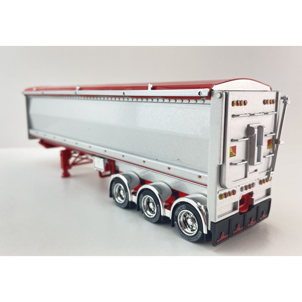CNJ Collectibles - Sloanbuilt Aluminium Triaxle TOA Tipper Trailer Red Cover - Scale 1:50