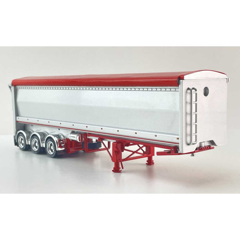 CNJ Collectibles - Sloanbuilt Aluminium Triaxle TOA Tipper Trailer Red Cover - Scale 1:50