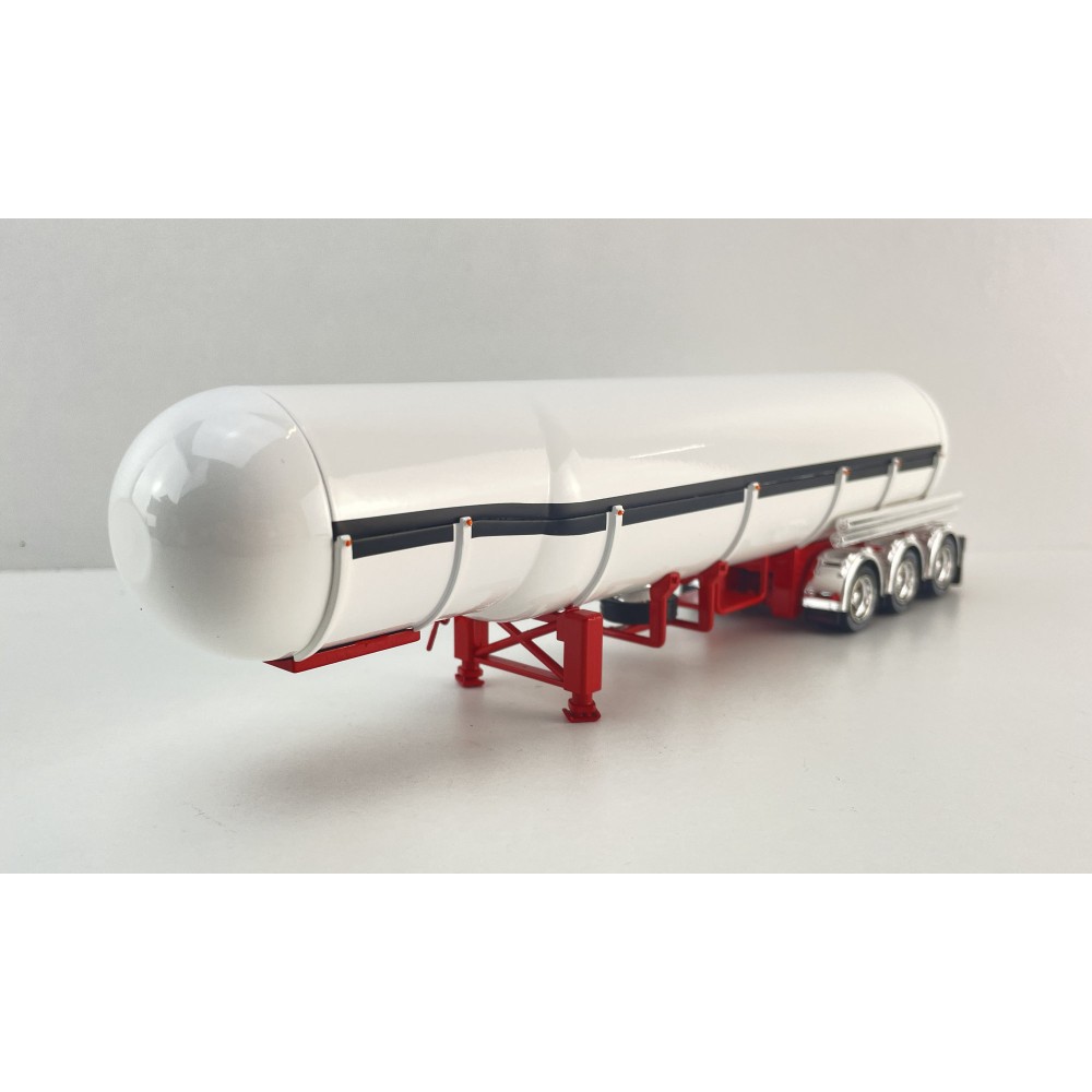 CNJ Collectibles - Sloanbuilt LPG Gas Tanker 3 axle Trailer Red White - Scale 1:50