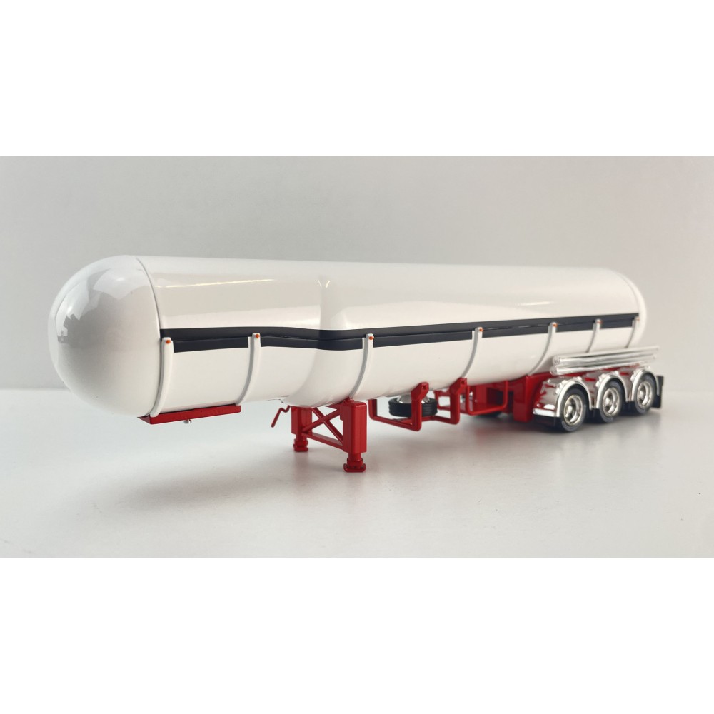 CNJ Collectibles - Sloanbuilt LPG Gas Tanker 3 axle Trailer Red White - Scale 1:50