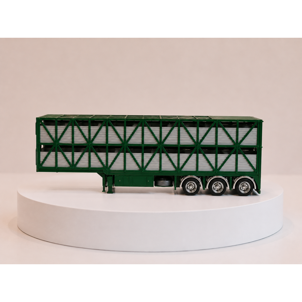 CNJ Collectables - Two Deck Livestock Crate B-Trailer 3 Axle Trailer Bicentennial Green - Scale 1:50 PRE-ORDER