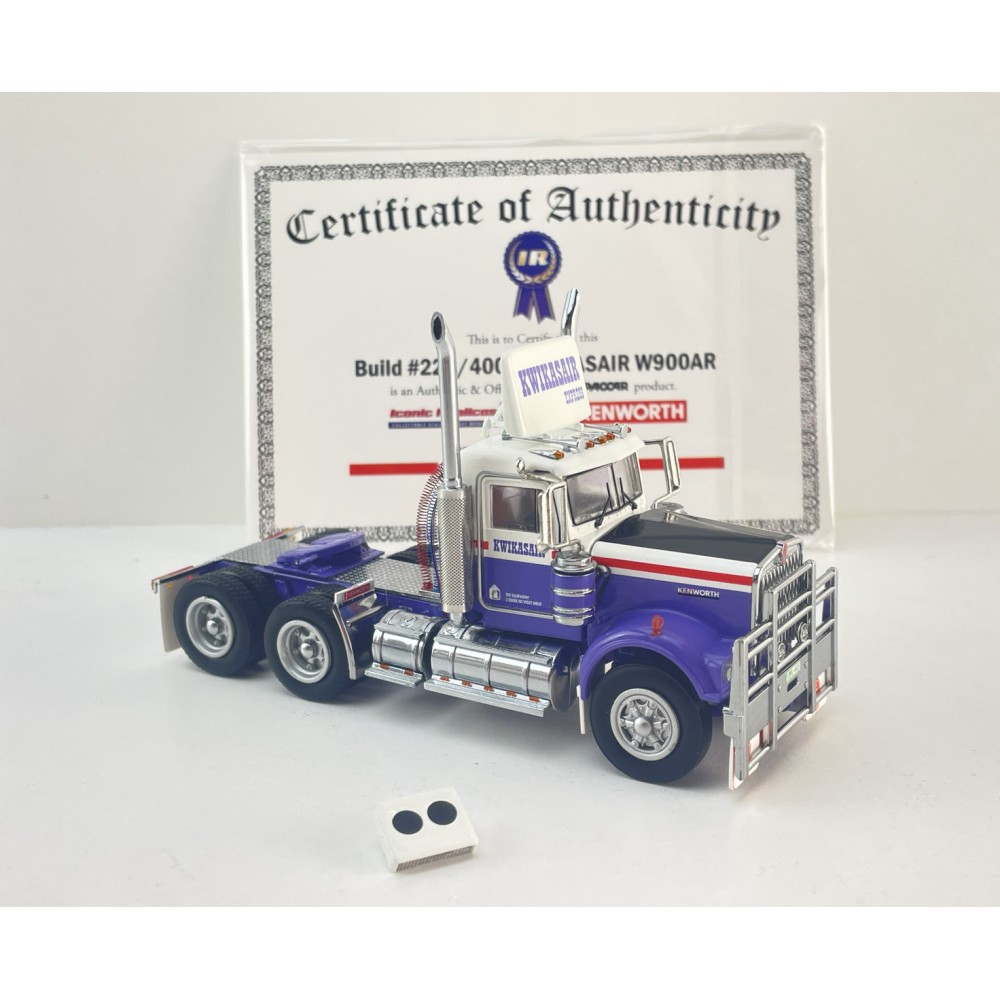 Iconic Replicas - Australian Kenworth W900 6x4 Day Cab Truck Kwikasair Transport - Scale 1:50