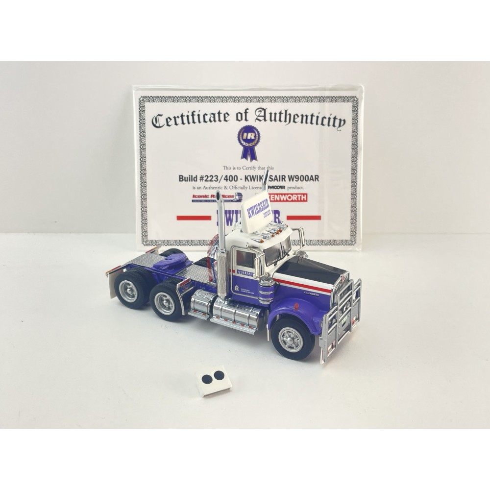Iconic Replicas - Australian Kenworth W900 6x4 Day Cab Truck Kwikasair Transport - Scale 1:50