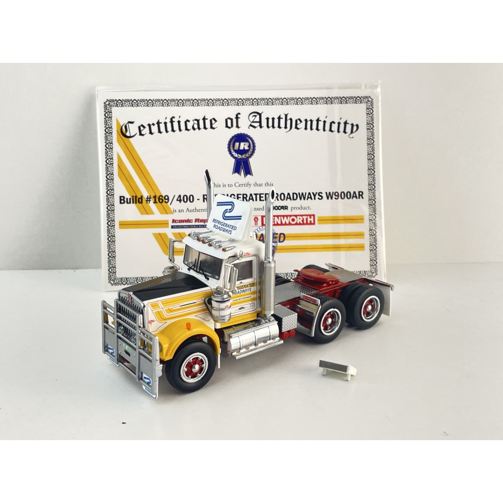 Iconic Replicas - Australian Kenworth W900 6x4 Day Cab Truck Refriderated Roadways - Scale 1:50
