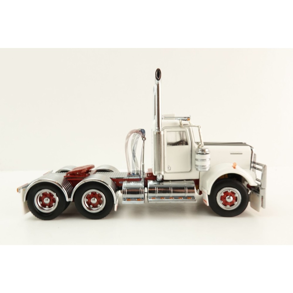 Iconic Replicas - Australian Kenworth W900 6x4 Day Cab Truck White Red - Scale 1:50