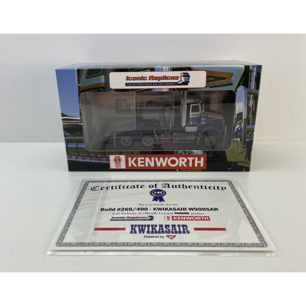 Iconic Replicas - Australian Kenworth W900 SAR 6x4 Day Cab Truck Kwikasair Transport - Scale 1:50