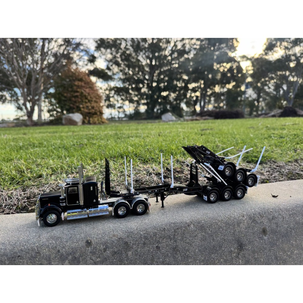 Iconic Replicas - Kennedy Rigid A Trailer with Folding Skel B Trailer - Black - Scale 1:50 PRE-ORDER