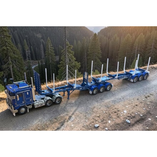 Iconic Replicas - Kennedy Rigid A Trailer with Folding Skel B Trailer - Metallic Blue - Scale 1:50 PRE-ORDER