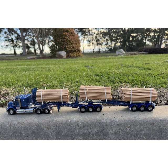 Iconic Replicas - Kennedy Rigid A Trailer with Folding Skel B Trailer - Metallic Blue - Scale 1:50 PRE-ORDER