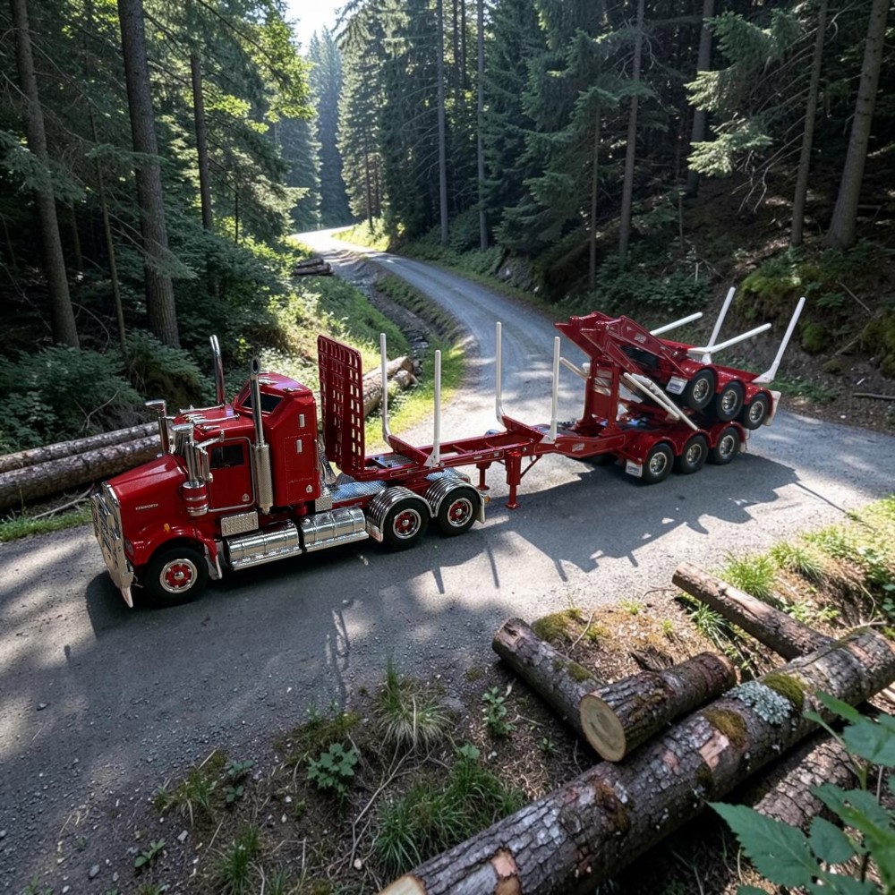 Iconic Replicas - Kennedy Rigid A Trailer with Folding Skel B Trailer - Rosso Red - Scale 1:50 PRE-ORDER