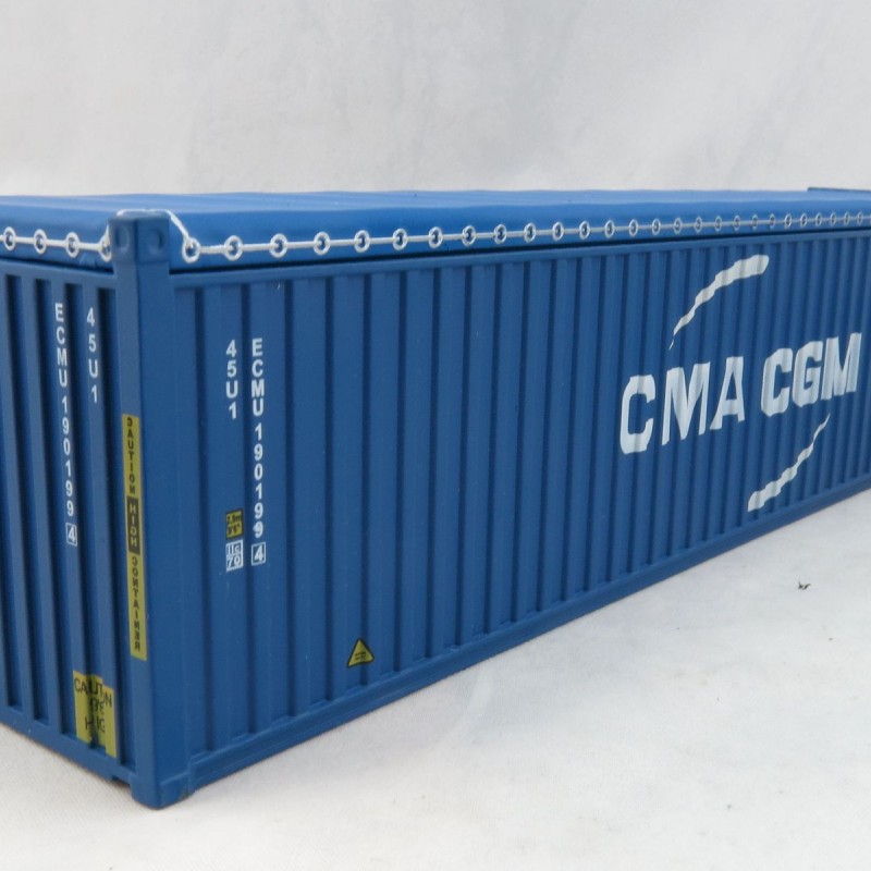 Iconic Replicas - 40 ft Shipping Container Open Top with Mining Truck Tyre Load - CMA CGM - Scale 1:50