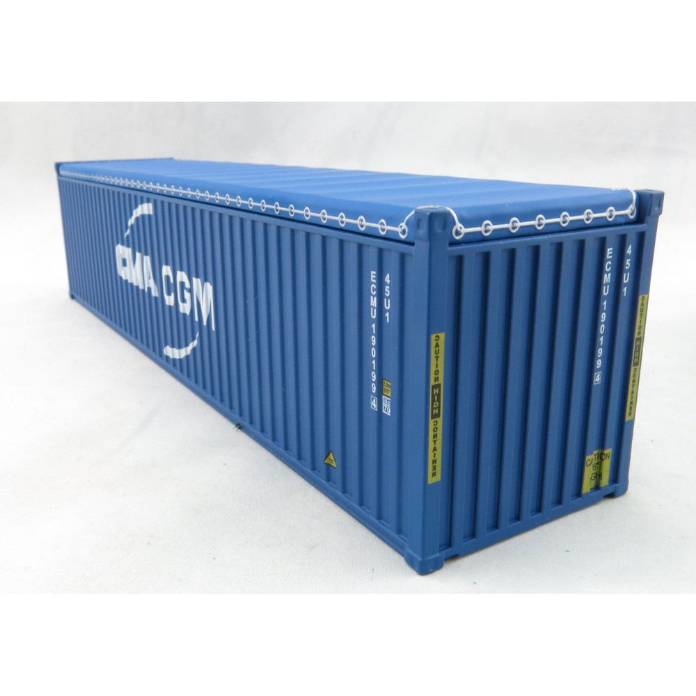 Iconic Replicas - 40 ft Shipping Container Open Top with Mining Truck Tyre Load - CMA CGM - Scale 1:50