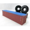 Iconic Replicas - 40 ft Shipping Container Open Top with Mining Truck Tyre Load - TRITON - Scale 1:50