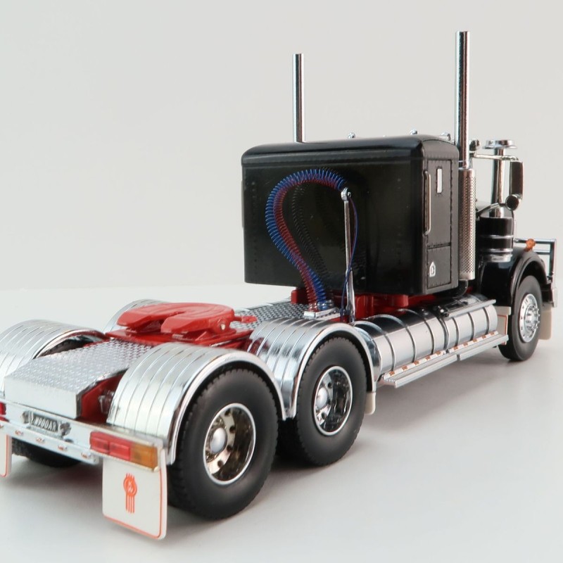 Iconic Replicas - Australian Kenworth W900 6x4 Lowline Bunk Truck Black Red - Scale 1:50
