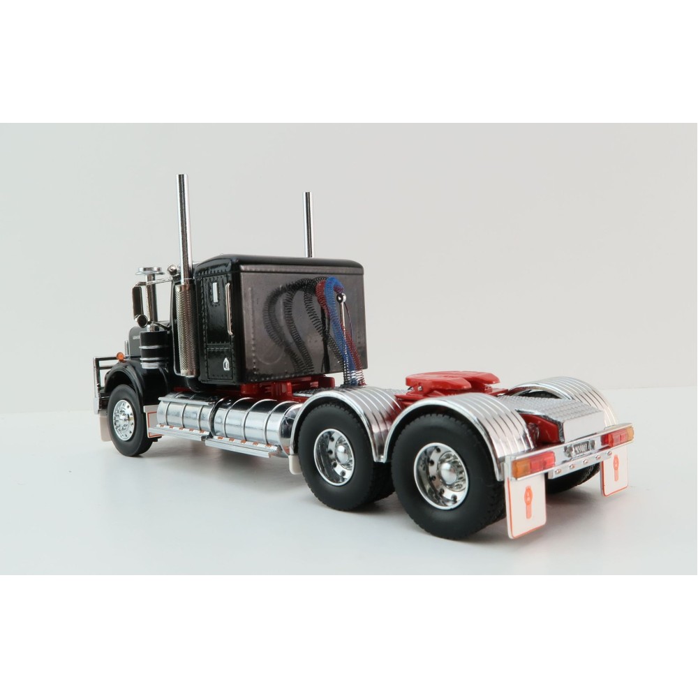 Iconic Replicas - Australian Kenworth W900 6x4 Lowline Bunk Truck Black Red - Scale 1:50