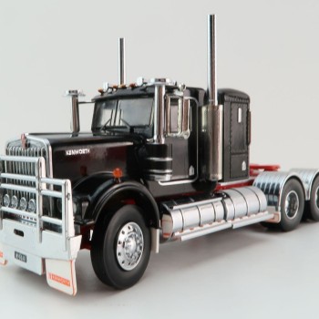 Iconic Replicas - Australian Kenworth W900 6x4 Lowline Bunk Truck Black Red - Scale 1:50