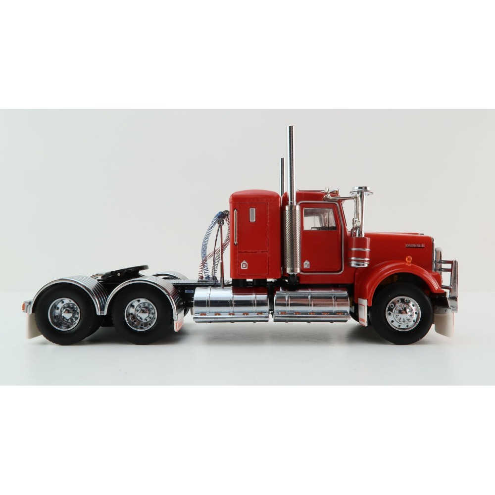 Iconic Replicas - Australian Kenworth W900 6x4 Lowline Bunk Truck Red Black - Scale 1:50